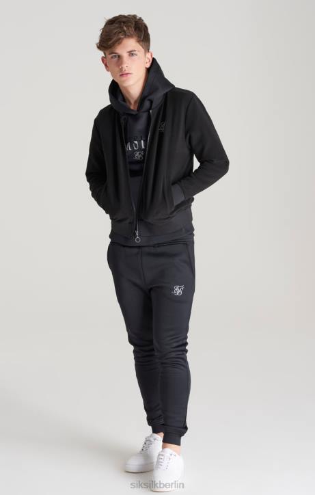 Jungen SikSilk Schwarze Metallic-Logo-Bomberjacke Bekleidung J0NL301