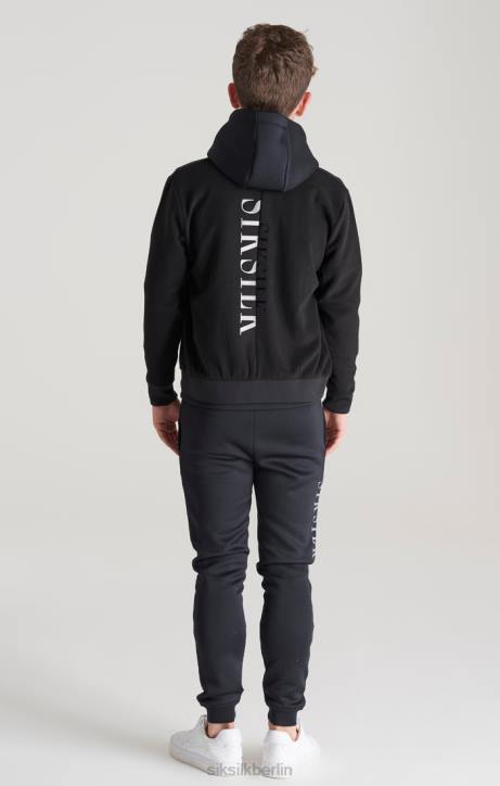 Jungen SikSilk Schwarze Metallic-Logo-Bomberjacke Bekleidung J0NL301