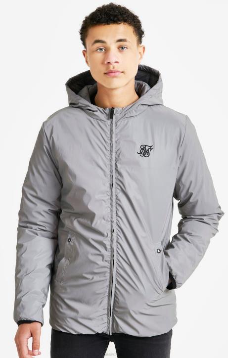 Jungen SikSilk graue wendbare Luftpolsterjacke Bekleidung J0NL298