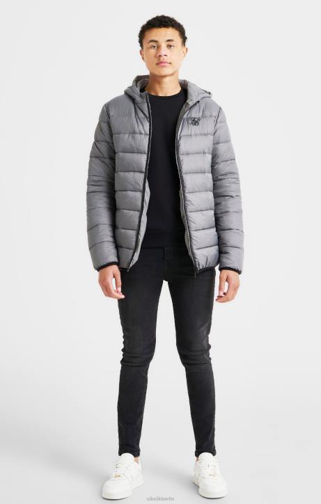 Jungen SikSilk graue wendbare Luftpolsterjacke Bekleidung J0NL298
