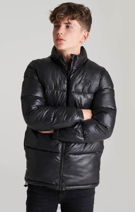 Jungen SikSilk schwarze Blasenjacke Bekleidung J0NL300