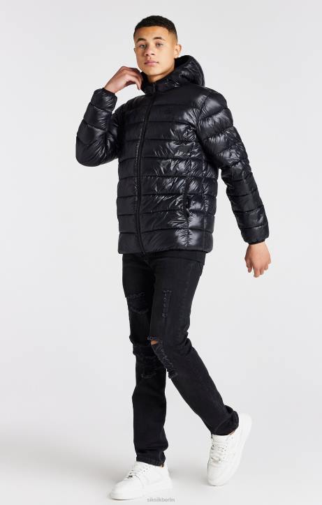 Jungen SikSilk schwarze, leichte Luftpolsterjacke Bekleidung J0NL299