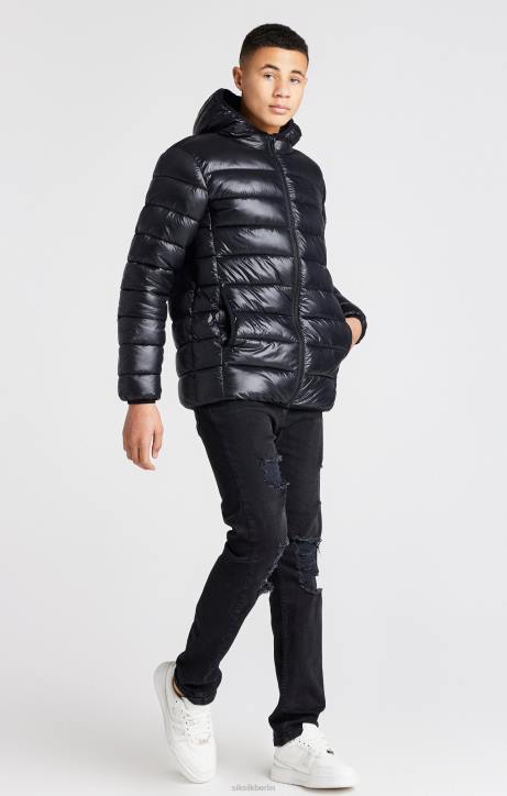Jungen SikSilk schwarze, leichte Luftpolsterjacke Bekleidung J0NL299