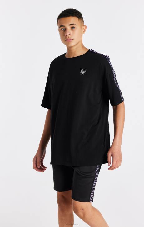 Jungen SikSilk Schwarzes T-Shirt mit Streifen Bekleidung J0NL285