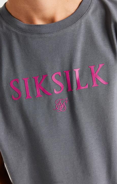 Jungen SikSilk graues T-Shirt mit Logo Bekleidung J0NL280