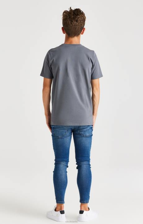 Jungen SikSilk graues T-Shirt mit Logo Bekleidung J0NL280