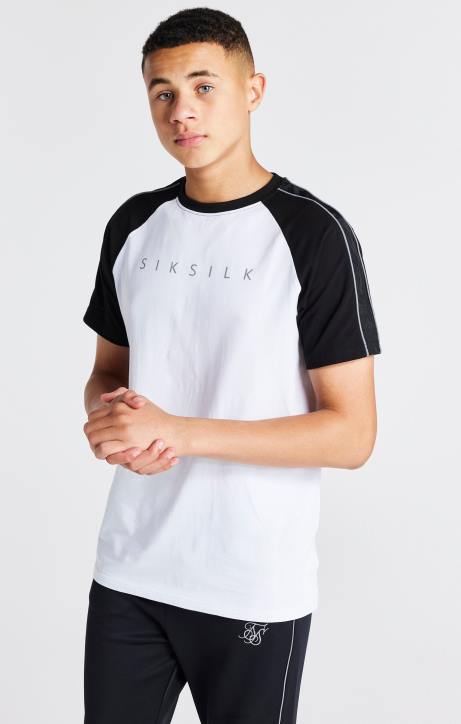 Jungen SikSilk weißes Raglan-T-Shirt Bekleidung J0NL284