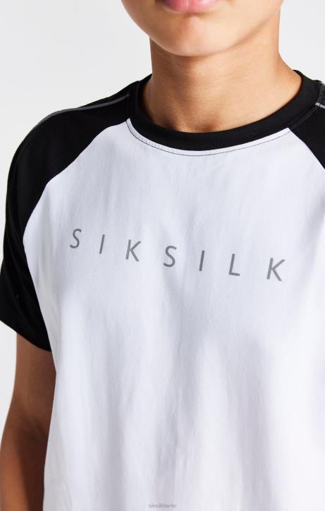 Jungen SikSilk weißes Raglan-T-Shirt Bekleidung J0NL284
