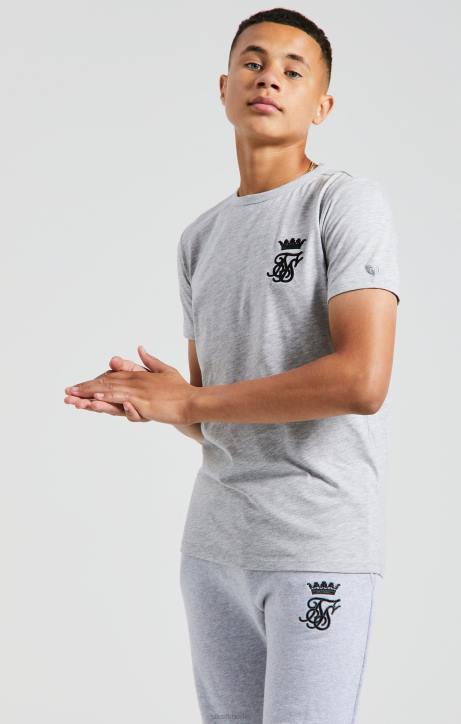 Jungen SikSilk x Grau meliertes Messi-Fitness-T-Shirt Bekleidung J0NL281