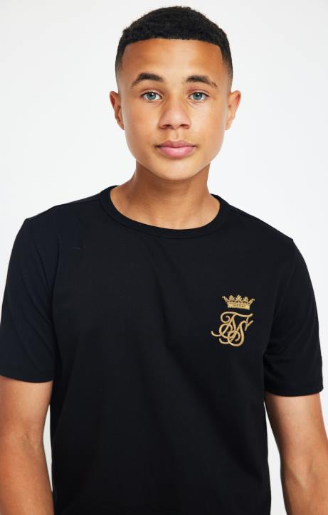 Jungen SikSilk x Schwarzes Messi-Logo-T-Shirt Bekleidung J0NL279