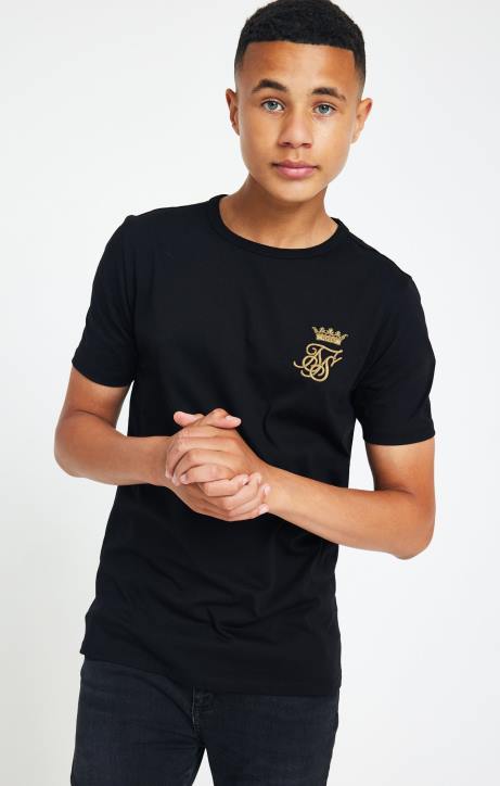 Jungen SikSilk x Schwarzes Messi-Logo-T-Shirt Bekleidung J0NL279