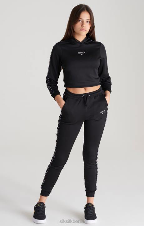 Mädchen SikSilk Schwarze Trainingshose mit Klebeband Bekleidung J0NL349