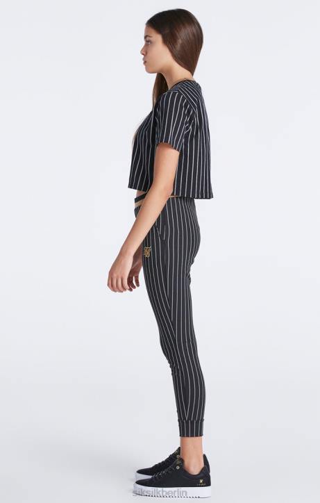 Mädchen SikSilk Schwarze Jogginghose mit Baseballstreifen Bekleidung J0NL348