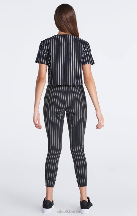Mädchen SikSilk Schwarze Jogginghose mit Baseballstreifen Bekleidung J0NL348
