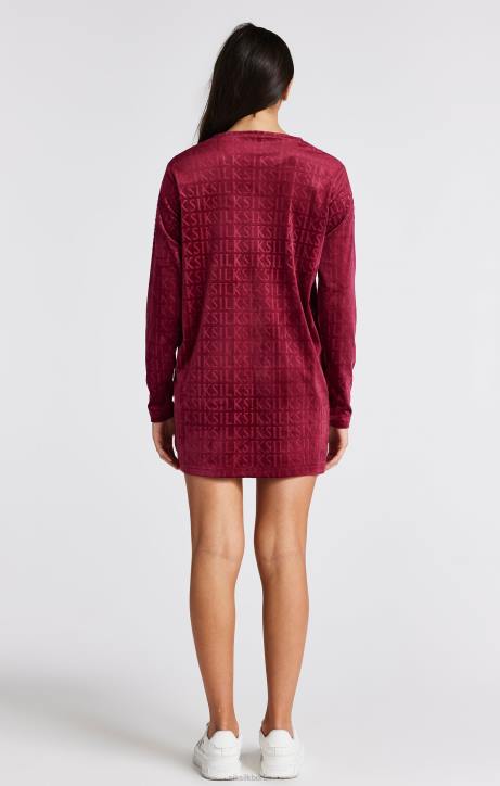 Mädchen SikSilk Langärmliges T-Shirt-Kleid aus rosa Velours Bekleidung J0NL345