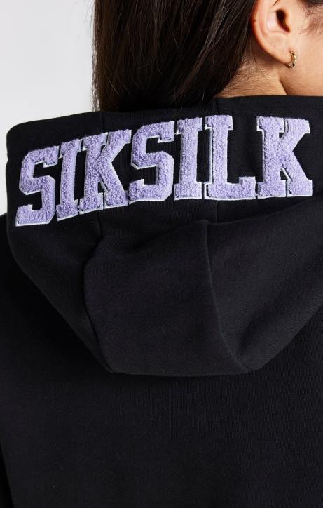 Mädchen SikSilk Schwarzes Kapuzenkleid mit College-Logo Bekleidung J0NL344