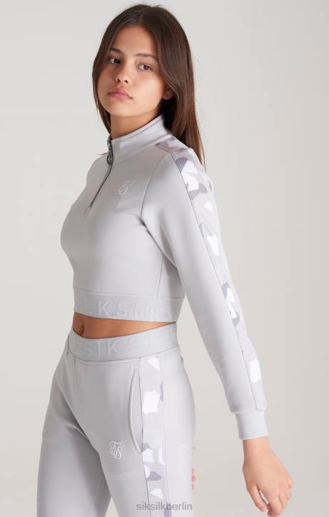 Mädchen SikSilk Graues Trainingsoberteil mit Camouflage-Einsätzen Bekleidung J0NL338