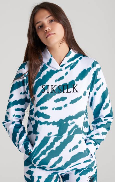 Mädchen SikSilk Weißer Kapuzenpullover mit Batikmuster Bekleidung J0NL339
