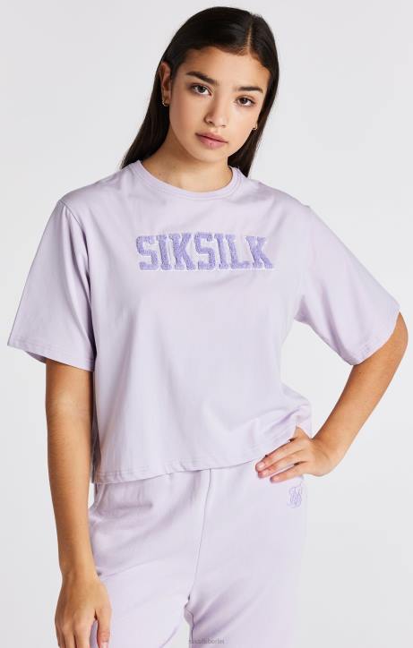 Mädchen SikSilk Lilafarbenes Crop-T-Shirt mit College-Logo Bekleidung J0NL327