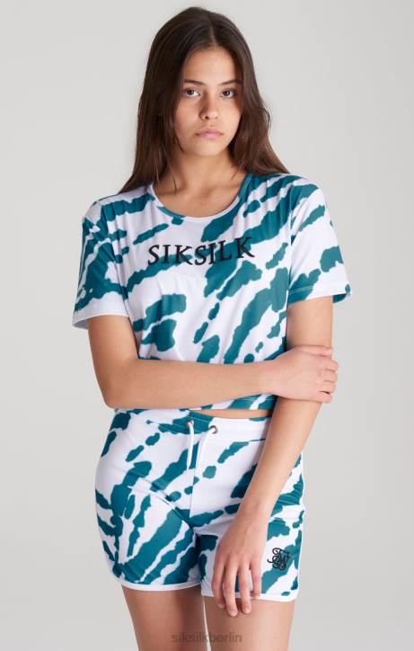 Mädchen SikSilk Weißes, kurz geschnittenes T-Shirt mit Batikmuster Bekleidung J0NL323