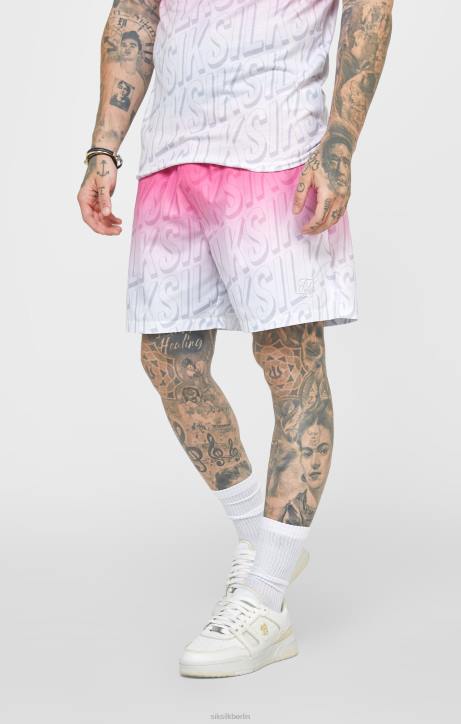 Männer SikSilk Rosafarbene Badeshorts mit verblassendem Logo Bekleidung J0NL614