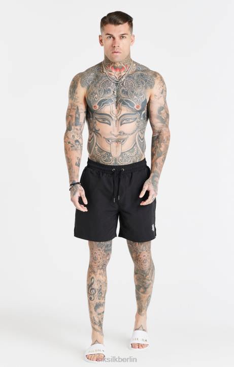 Männer SikSilk Schwarze Essential-Badeshorts Bekleidung J0NL617