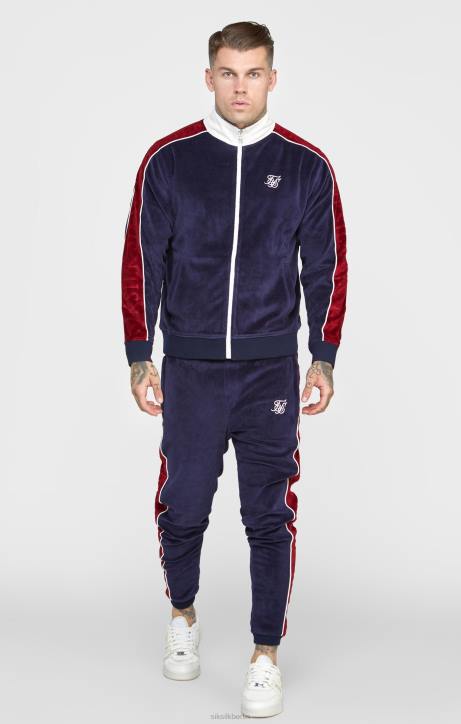 Männer SikSilk Marineblaue Velours-Trainingshose Bekleidung J0NL521