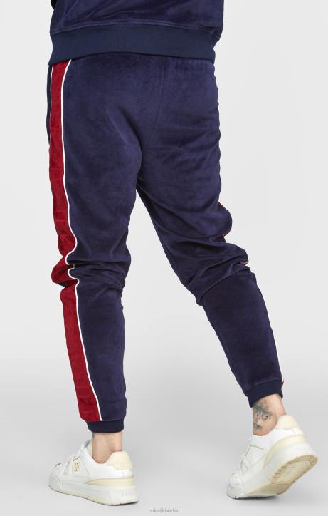 Männer SikSilk Marineblaue Velours-Trainingshose Bekleidung J0NL521
