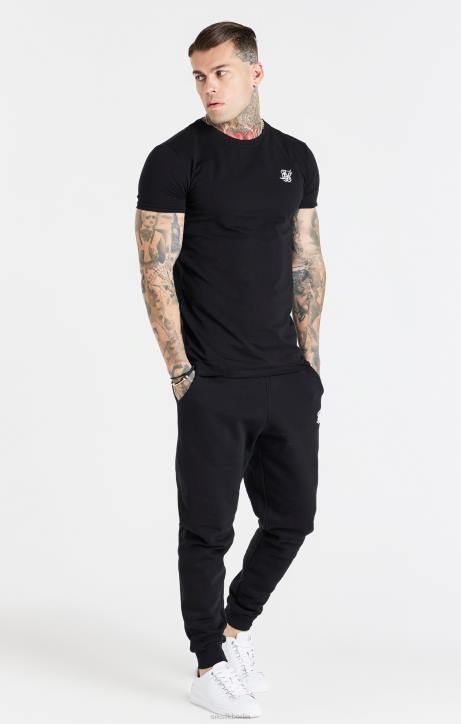 Männer SikSilk Schwarze Essential-Jogginghose mit Bündchen Bekleidung J0NL507