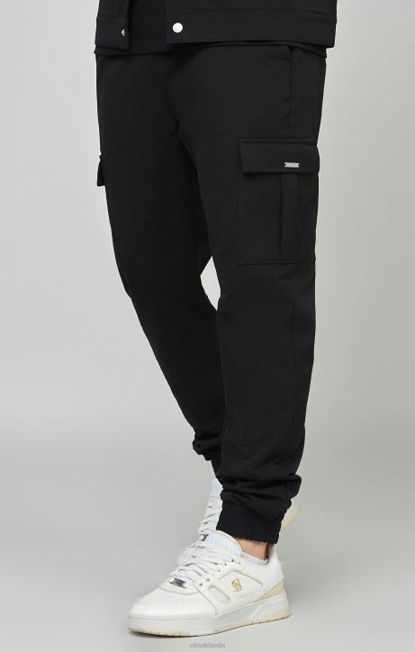 Männer SikSilk Schwarze Utility-Cargo-Jogginghose Bekleidung J0NL509