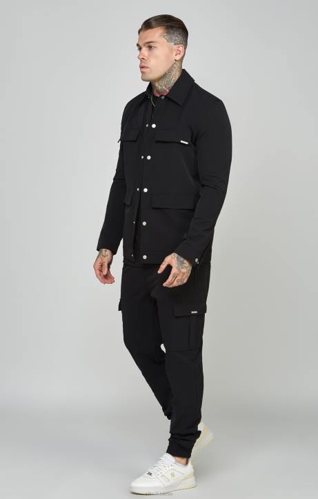Männer SikSilk Schwarze Utility-Cargo-Jogginghose Bekleidung J0NL509