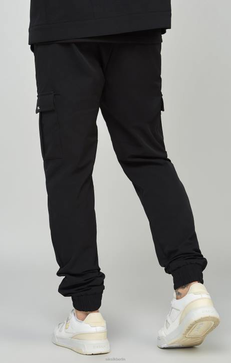 Männer SikSilk Schwarze Utility-Cargo-Jogginghose Bekleidung J0NL509