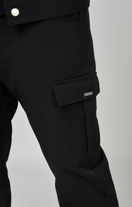 Männer SikSilk Schwarze Utility-Cargo-Jogginghose Bekleidung J0NL509