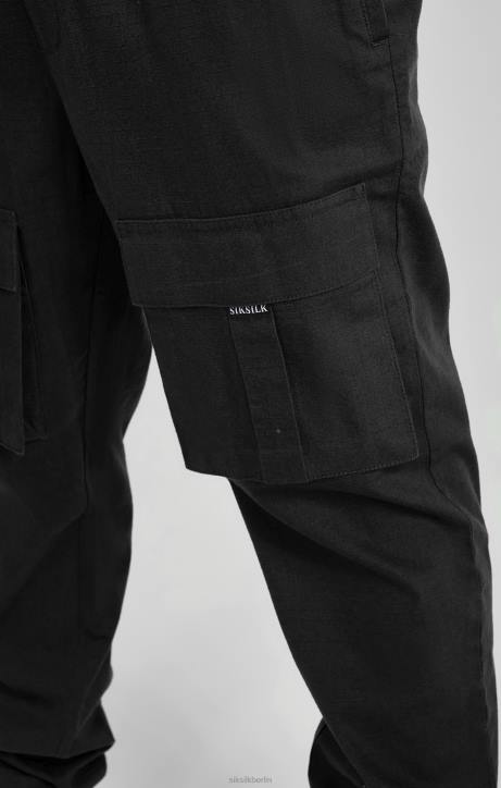 Männer SikSilk schwarze Ripstop-Cargohose Bekleidung J0NL512