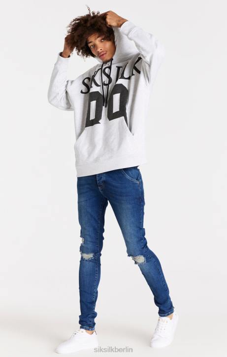 Männer SikSilk Blaue Distressed-Slim-Fit-Jeans Bekleidung J0NL563