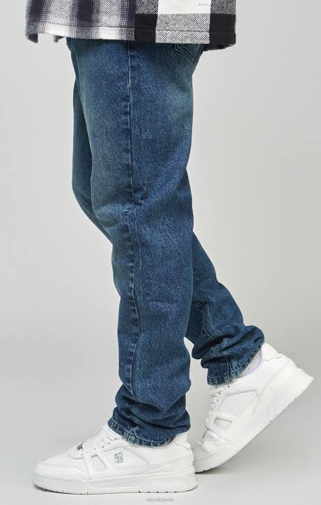 Männer SikSilk Mittelblaue, gerade geschnittene Jeans Bekleidung J0NL559