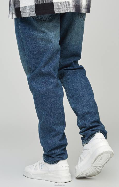 Männer SikSilk Mittelblaue, gerade geschnittene Jeans Bekleidung J0NL559