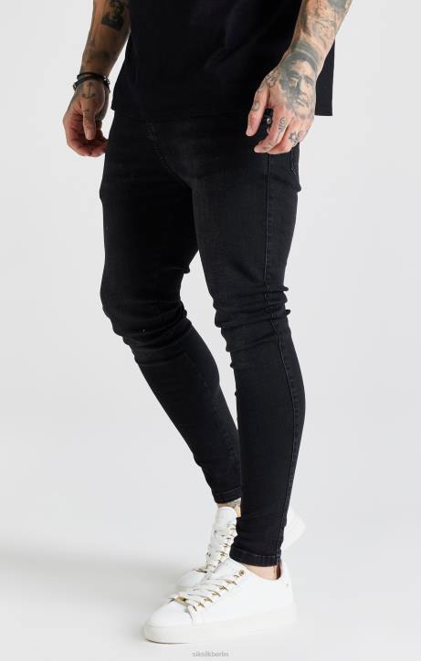 Männer SikSilk Schwarze, gewaschene, essentielle Röhrenjeans Bekleidung J0NL557
