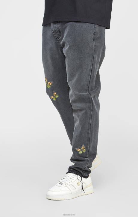 Männer SikSilk Schwarzer Butterfly-Denim mit gerader Passform Bekleidung J0NL562