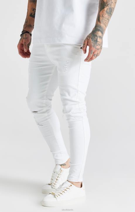 Männer SikSilk Weiße Essential Skinny-Jeans im Distressed-Look Bekleidung J0NL553