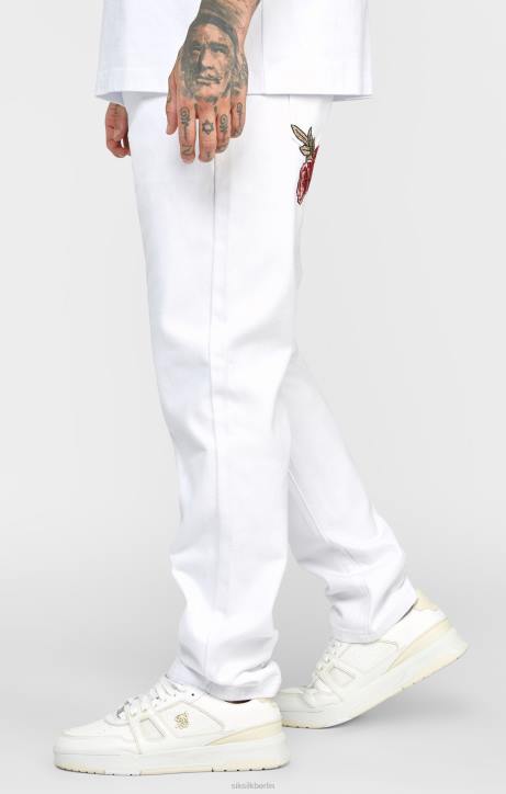 Männer SikSilk Weißer, rosafarbener, gerade geschnittener Denim Bekleidung J0NL550