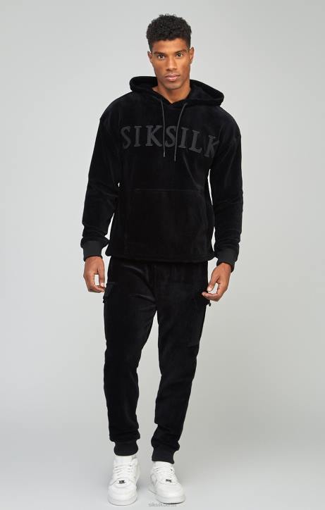 Männer SikSilk Schwarze Cargo-Jogginghose aus Cord Bekleidung J0NL532