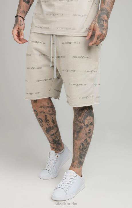 Männer SikSilk Beige Shorts mit reflektierendem Print Bekleidung J0NL594