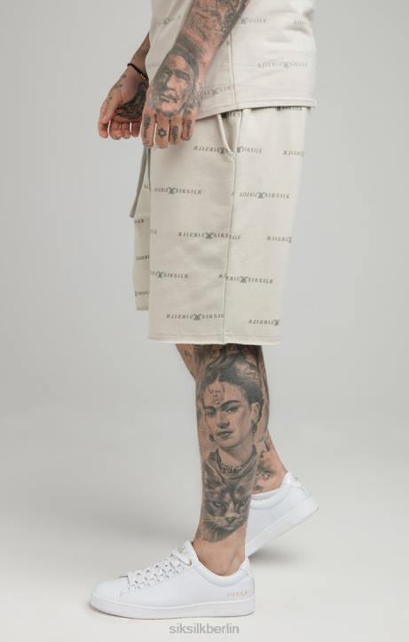 Männer SikSilk Beige Shorts mit reflektierendem Print Bekleidung J0NL594