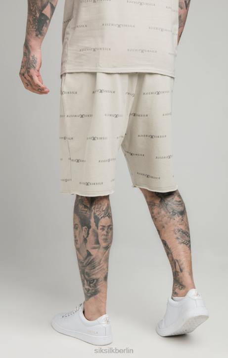Männer SikSilk Beige Shorts mit reflektierendem Print Bekleidung J0NL594