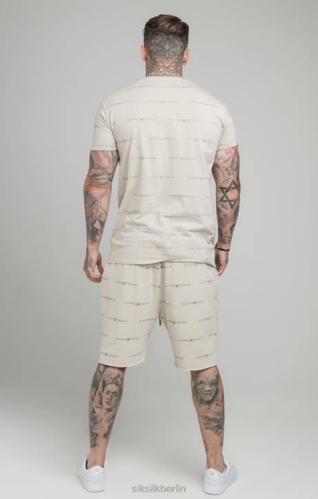 Männer SikSilk Beige Shorts mit reflektierendem Print Bekleidung J0NL594