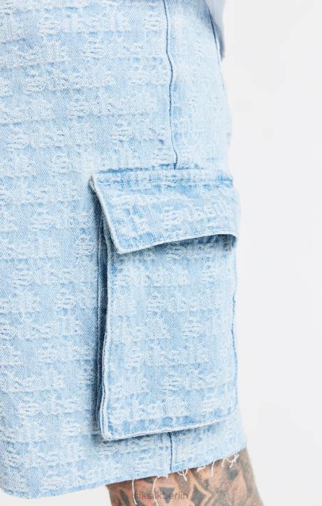 Männer SikSilk Blaue Cargo-Shorts aus Jacquard-Denim Bekleidung J0NL593
