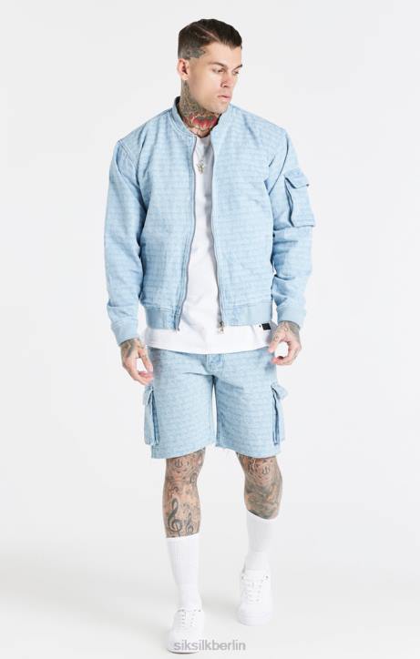 Männer SikSilk Blaue Cargo-Shorts aus Jacquard-Denim Bekleidung J0NL593