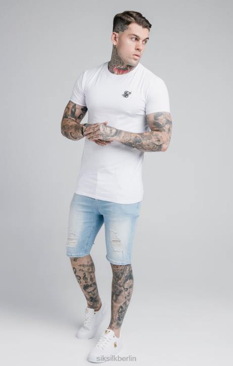 Männer SikSilk Blaue Jeansshorts im Distressed-Look Bekleidung J0NL583