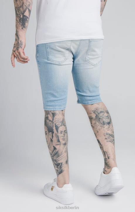 Männer SikSilk Blaue Jeansshorts im Distressed-Look Bekleidung J0NL583